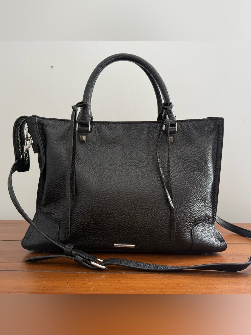 Rebecca Minkoff Black Pebbled Leather Crossbody Satchel - Picture 3 of 15